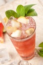 Red drink with grapefruit and pears