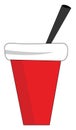 A red drink on a handy cup vector or color illustration
