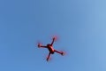 Red drone on a blue background Royalty Free Stock Photo