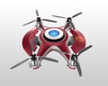 Red drone, a quadrocopter for racing on the ground Royalty Free Stock Photo