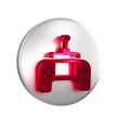 Red Drone radio remote control transmitter icon isolated on transparent background. Silver circle button.