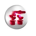 Red Drop of water drops from pipette on plant icon isolated on transparent background. Medical or agricultural