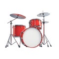 Red Drum Set. Musical Instrument For Bands And Performances Isolated On Transparent Background Royalty Free Stock Photo