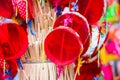 Red drum toy for children in a Plearnwan Hua Hin market at Phetchaburi, Thailand. Royalty Free Stock Photo