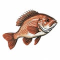 Red Drum Vector Illustration Hand Drawn Fish Design By Jc Leyendecker Royalty Free Stock Photo