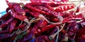 Red dry chillies closeup picture at food shop Royalty Free Stock Photo