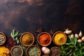 indian powder cooking dry spice background herb ingredient seasoning food asian. Generative AI.