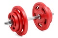 Red dumbbell isolated on white Royalty Free Stock Photo