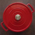 Red Dutch Oven Pot Shot from Above Royalty Free Stock Photo