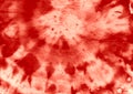 Red Dyeing Pattern. Hippie Circular Kaleidoscope.