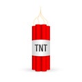 Red dynamite pack with electric time bomb, TNT. Vector stock illustration