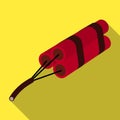 Red dynamite in three parts. Explosives which blow up the rock.Mine Industry single icon in flat style vector symbol
