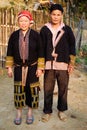 Red Dzao ethnic minority family near the home. Royalty Free Stock Photo