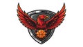 Red eagle shield basketball logo Royalty Free Stock Photo