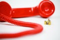 Red earphone on call with the office boy Royalty Free Stock Photo