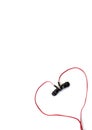 Red earphone setting in heart shape and spacing for caption