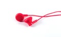 Red earphones isolated on white