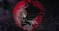 Red Earth Concept of Global Warming. Big data 3d Earth. Binary code surrounding globe rotating. Retro digital Earth Royalty Free Stock Photo