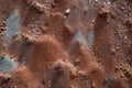 Red earth or soil background. Tropical laterite soil  background of red clay. Dry Orange surface, Picture of natural disaster. Royalty Free Stock Photo