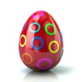 Red Easter egg with colorful cirles 3d illustration
