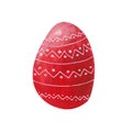 Red easter egg isolated on white background. Watercolor gouache hand drawn illustration. Happy easter holiday