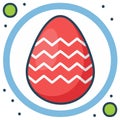 Red Easter Egg with white chevron pattern vector holiday icon illustration Royalty Free Stock Photo