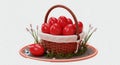 Red Easter Eggs in Basket Illustration Royalty Free Stock Photo
