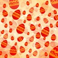 Red easter eggs in beige old paper background Royalty Free Stock Photo