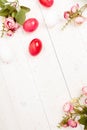red easter eggs flowers decoration tradition light background Royalty Free Stock Photo