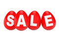 Red Easter Eggs with Sale Sign. 3d Rendering Royalty Free Stock Photo