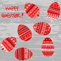Red Easter eggs on wooden background Royalty Free Stock Photo