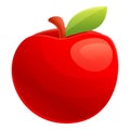 Red eco apple icon, cartoon style Royalty Free Stock Photo