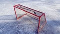 Red edged net on outdoors ice arena Royalty Free Stock Photo