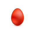 Red egg on white isolated background.