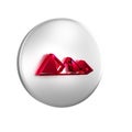 Red Egypt pyramids icon isolated on transparent background. Symbol of ancient Egypt. Silver circle button.
