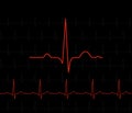 Red EKG symbol on black - medical background