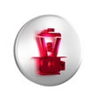 Red Electric coffee grinder icon isolated on transparent background. Silver circle button.