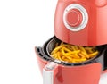 Red electric convection and french fries isolated