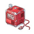 Red electric generator with icy coating and retro control panel Royalty Free Stock Photo