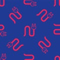 Red Electric plug icon isolated seamless pattern on blue background. Concept of connection and disconnection of the Royalty Free Stock Photo