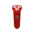 Red electric razor icon, flat style