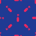 Red Electric toothbrush icon isolated seamless pattern on blue background. Vector Royalty Free Stock Photo