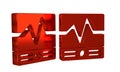 Red Electrical measuring instruments icon isolated on transparent background. Analog devices. Electrical appliances.