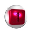 Red Electrical transformer icon isolated on transparent background. Silver circle button. Royalty Free Stock Photo
