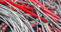 Red electrical wires in the dump of special material Royalty Free Stock Photo