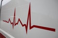 Red electrocardiogram line - sign, shape, pulse.