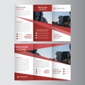 Red elegance business trifold business Leaflet Brochure Flyer template vector minimal Royalty Free Stock Photo
