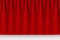 Red elegance rich classic cinema abstract scene with velvet curtain with smooth folds and white wood floor. Empty theatre stage. Royalty Free Stock Photo