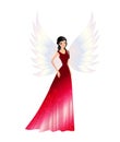 Fairy butterfly, beautiful angel wings, red elegant figurine draw Royalty Free Stock Photo