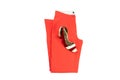 Red elegant woman trousers and an matching elegant female shoe o Royalty Free Stock Photo